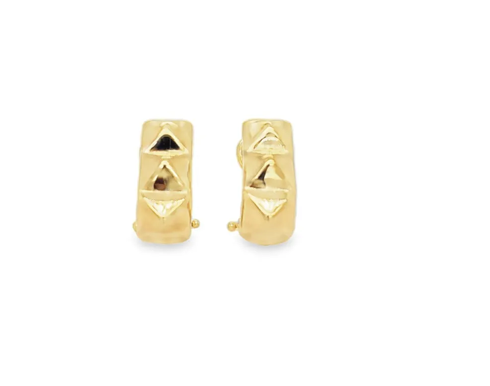 14k Italian Yellow Gold Three Square Pyramid Small Earrings