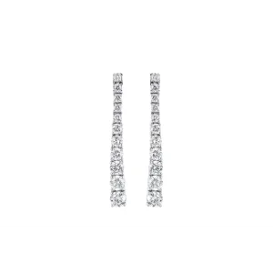 14K White Gold Gradual Diamond Dangle Earrings