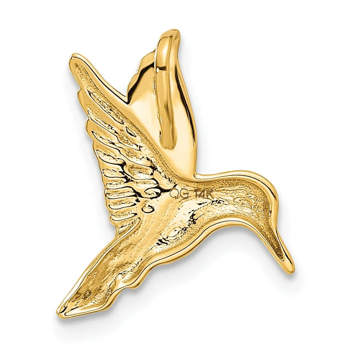 14k Yellow Gold Open Back Polished Finish Hummingbird Chain Slide Pendant will not fit Omega Chains