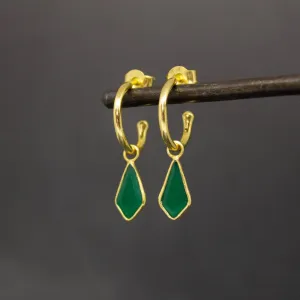 18ct Gold Vermeil Green Quartz Hoop Earrings