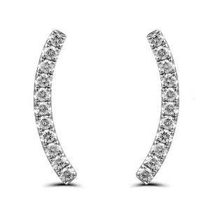 18K White Gold Curved Diamond Climber Earrings