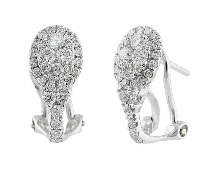 18k White Gold Diamond Teardrop Lever Back Earrings