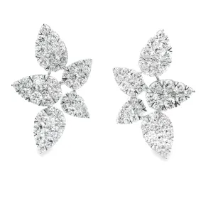 1.95ct 18k White Gold Diamond Leaf Earrings