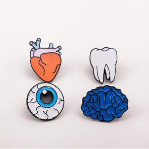 1PC Zinc Alloy Enamel Eye Teeth Brain Heart Brooches Pins Human Body Organs For Womens Jewelry Needle Brooch Lapel Pin Collar