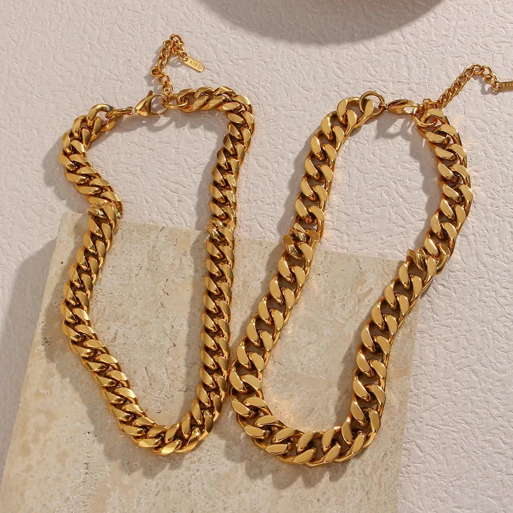 40cm-45cm 12mm/13mm Width Chunky Curb Chain Necklace