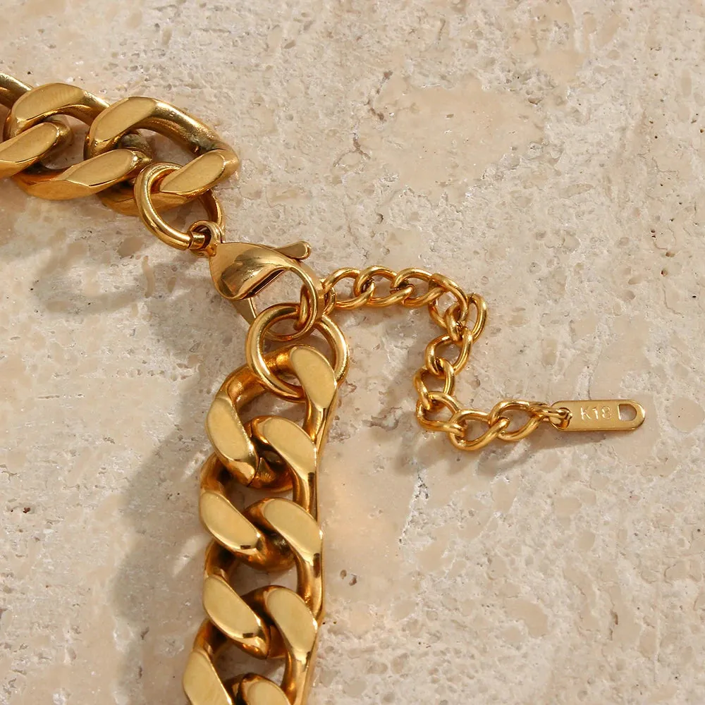 40cm-45cm 12mm/13mm Width Chunky Curb Chain Necklace