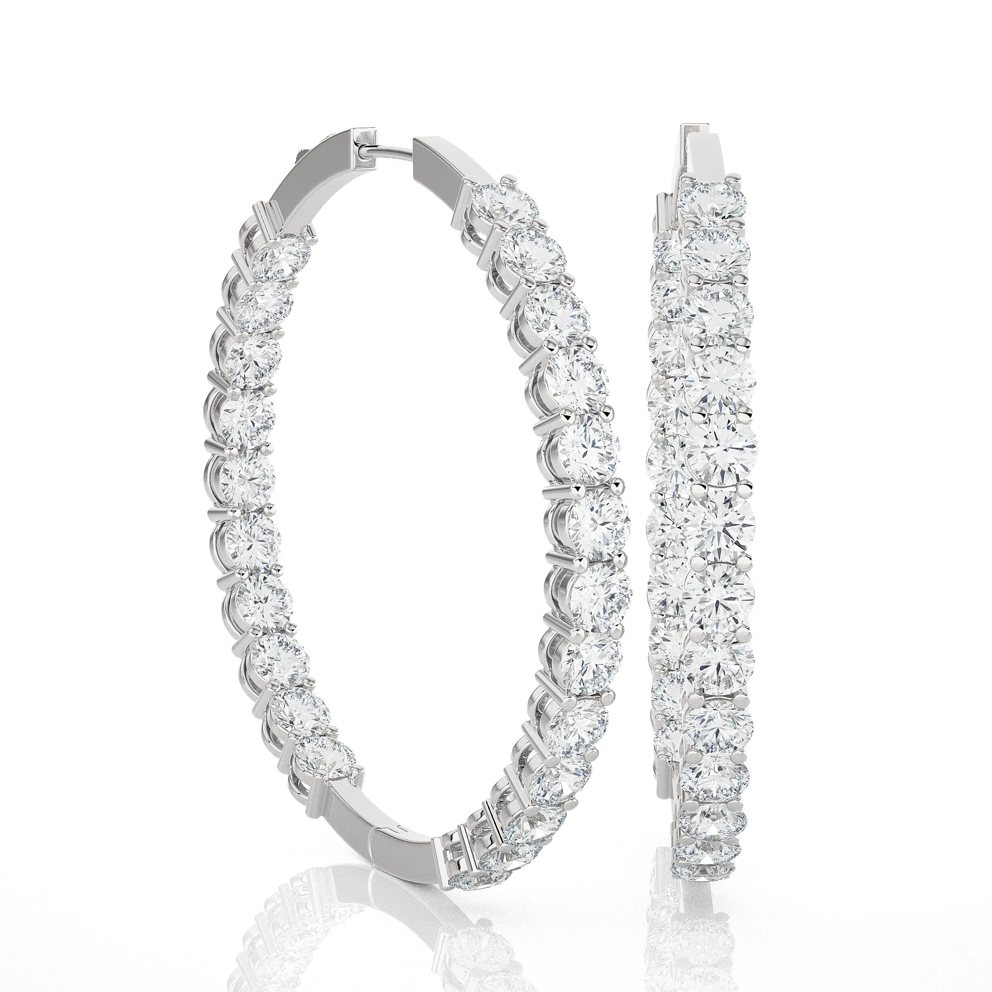 9 1/4 ctw Round Lab Grown Diamond Inside Out Hoop Earrings