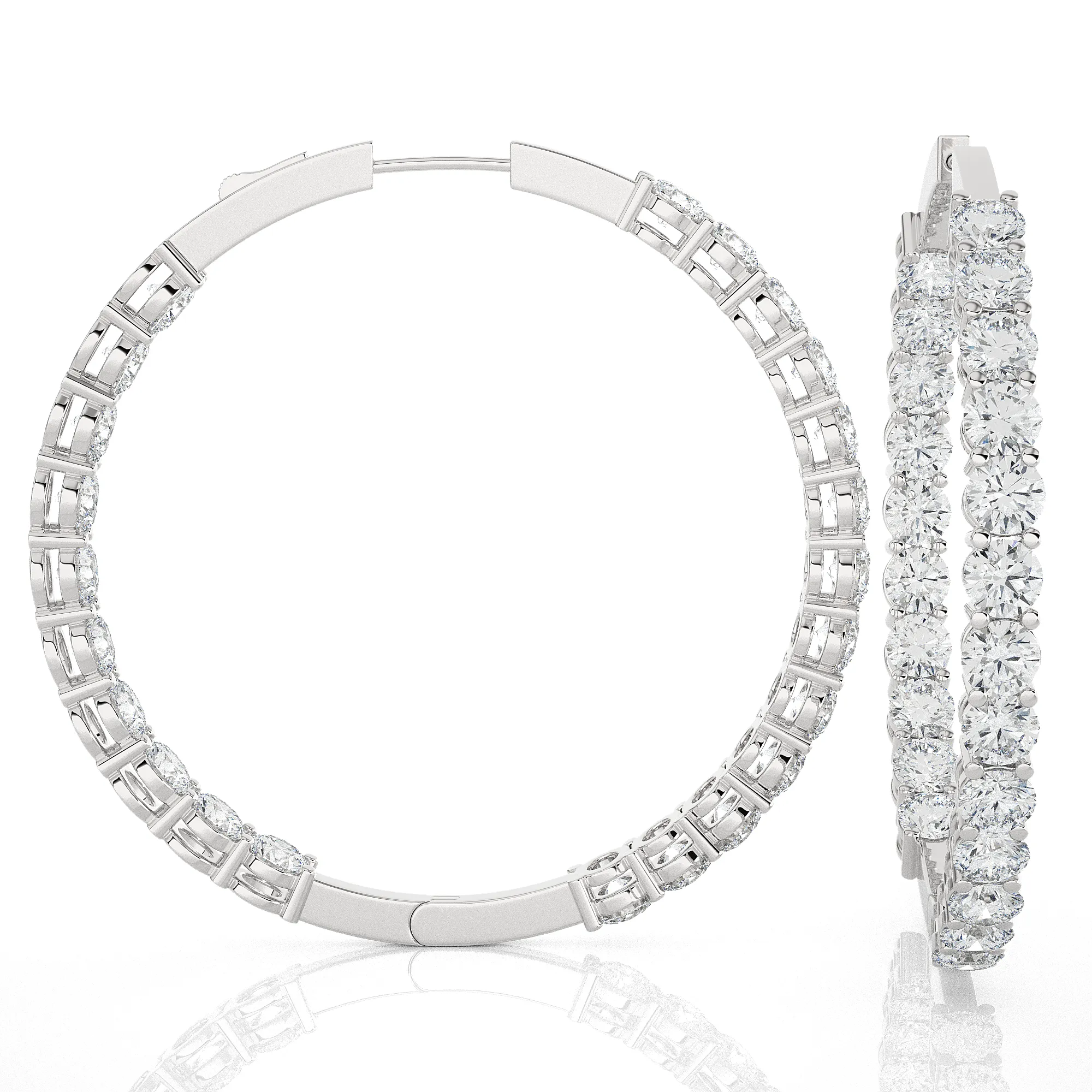 9 1/4 ctw Round Lab Grown Diamond Inside Out Hoop Earrings