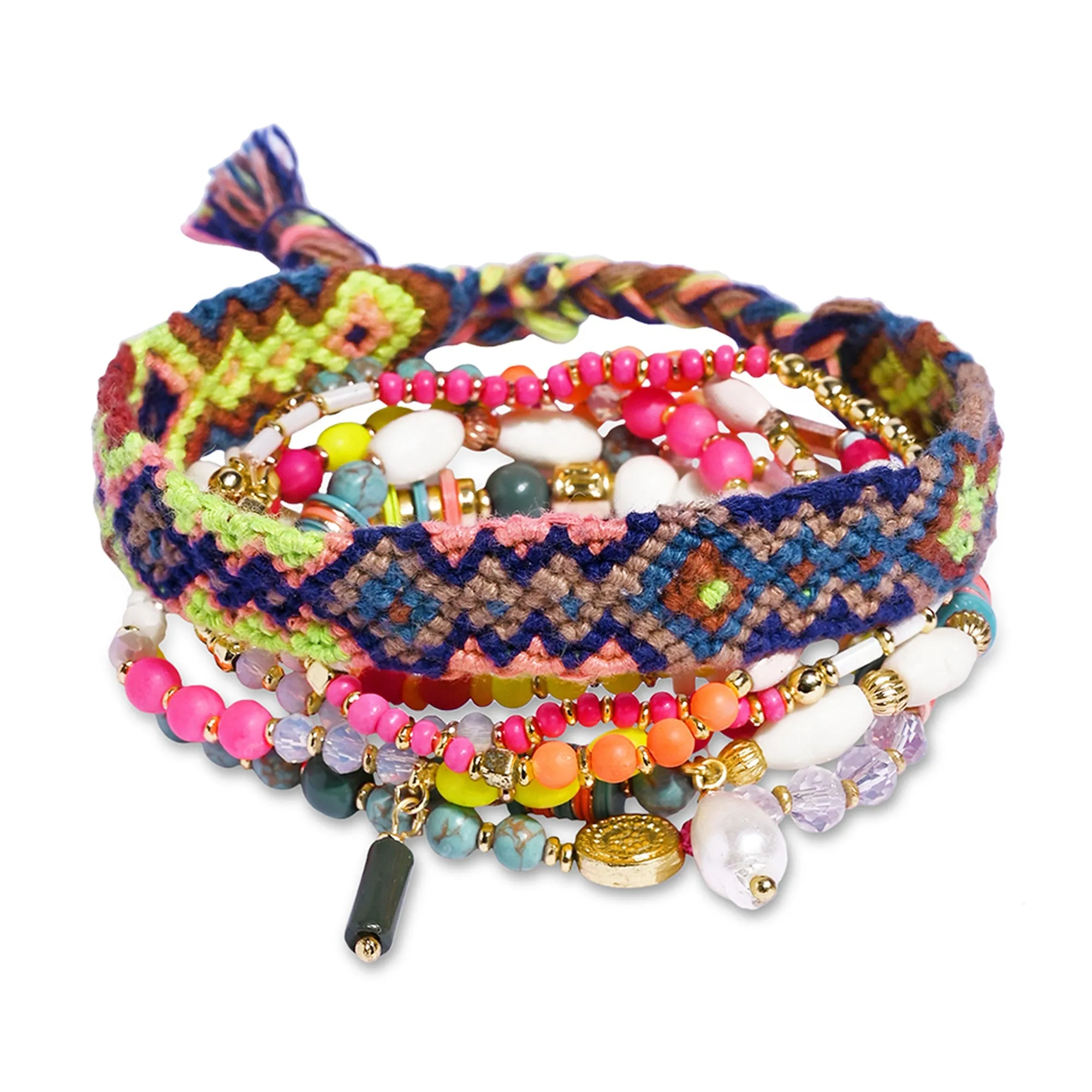 Accessorize London  Women's Multi Beaded Woven Bracelet Pack