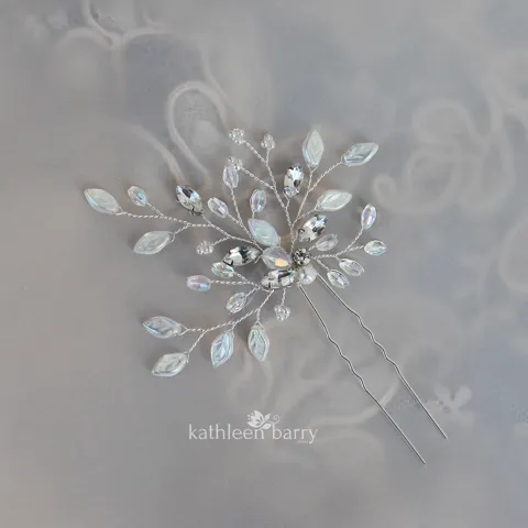 Anli rhinestone and pearl variation Bridal hair pin - finish options and color options available: