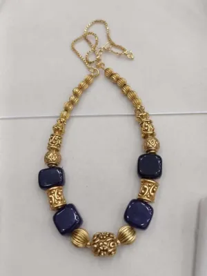 Antique Gold Tone Beaded Necklace