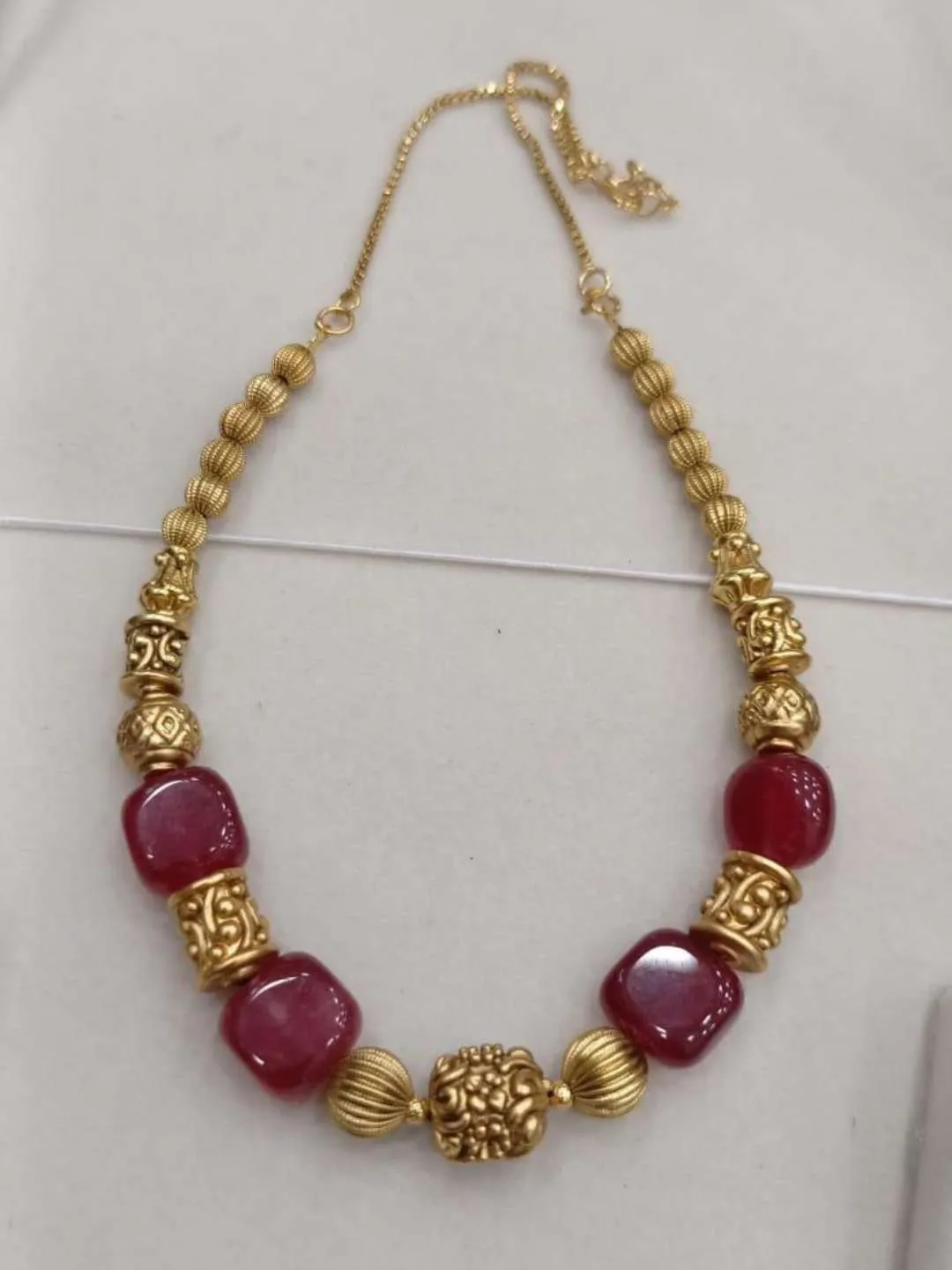 Antique Gold Tone Beaded Necklace