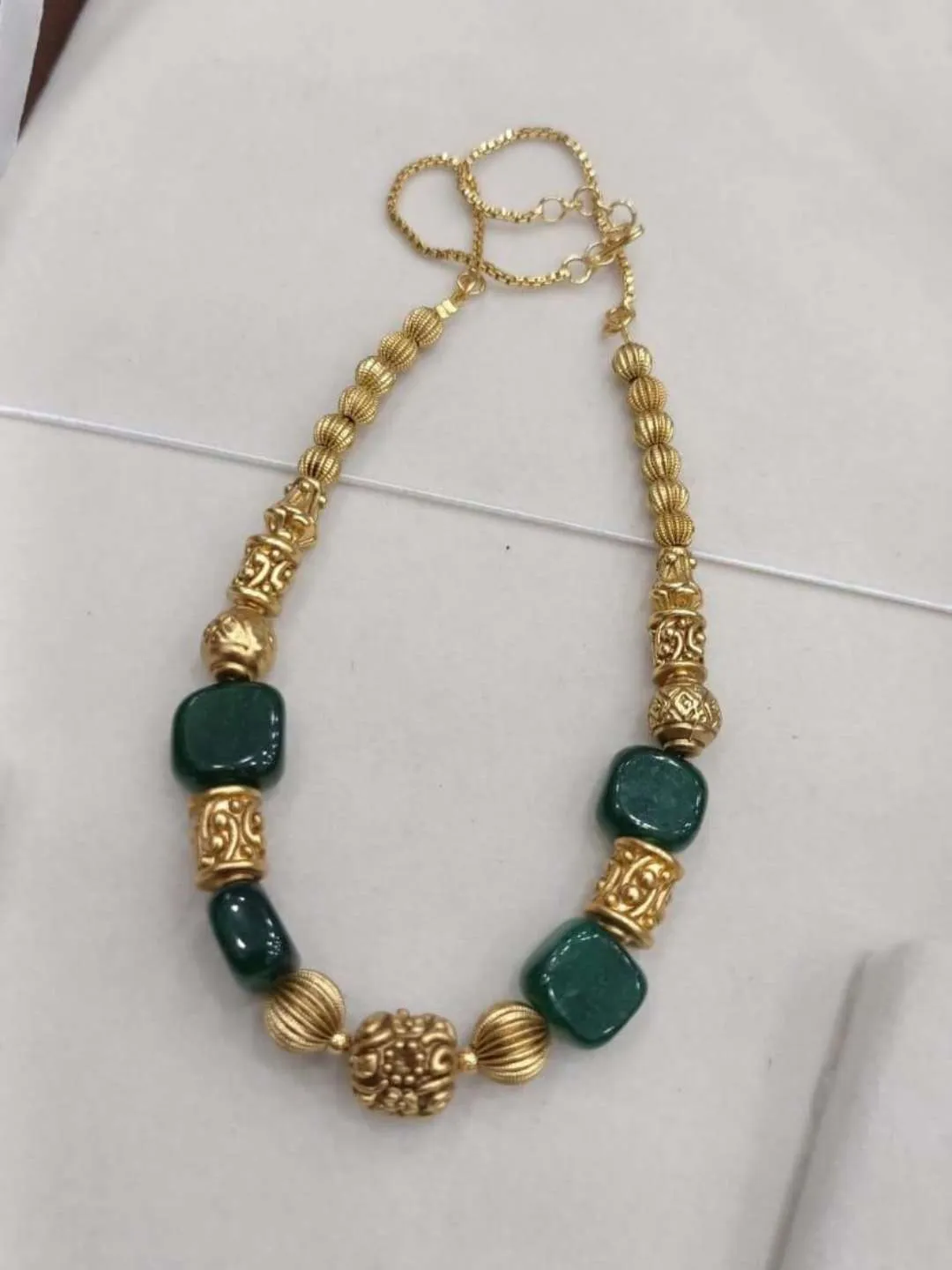 Antique Gold Tone Beaded Necklace