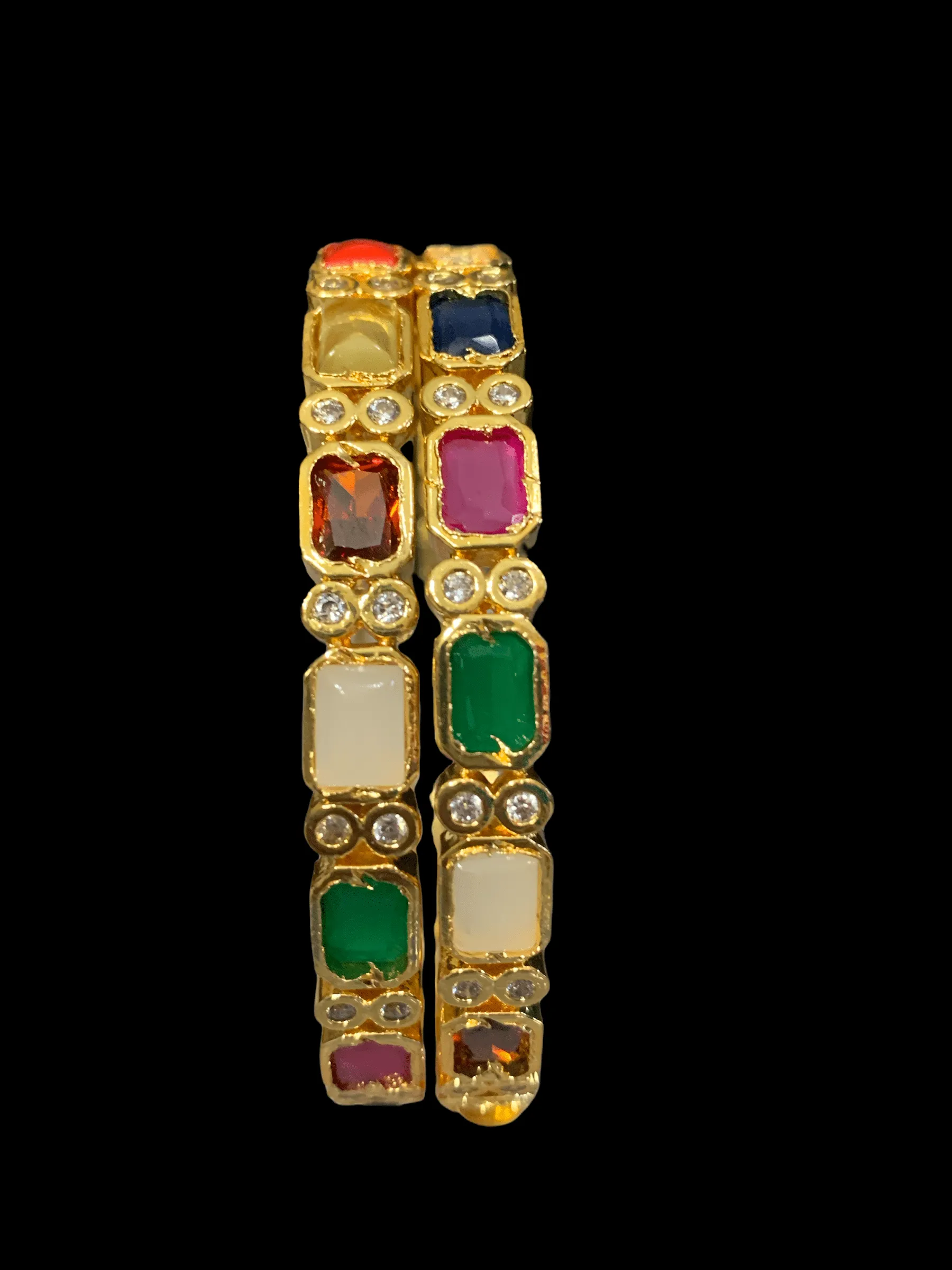 B1 Navratan cz bangles - set of 2 ( READY TO SHIP )