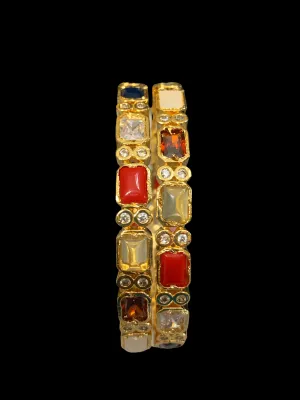 B1 Navratan cz bangles - set of 2 ( READY TO SHIP )