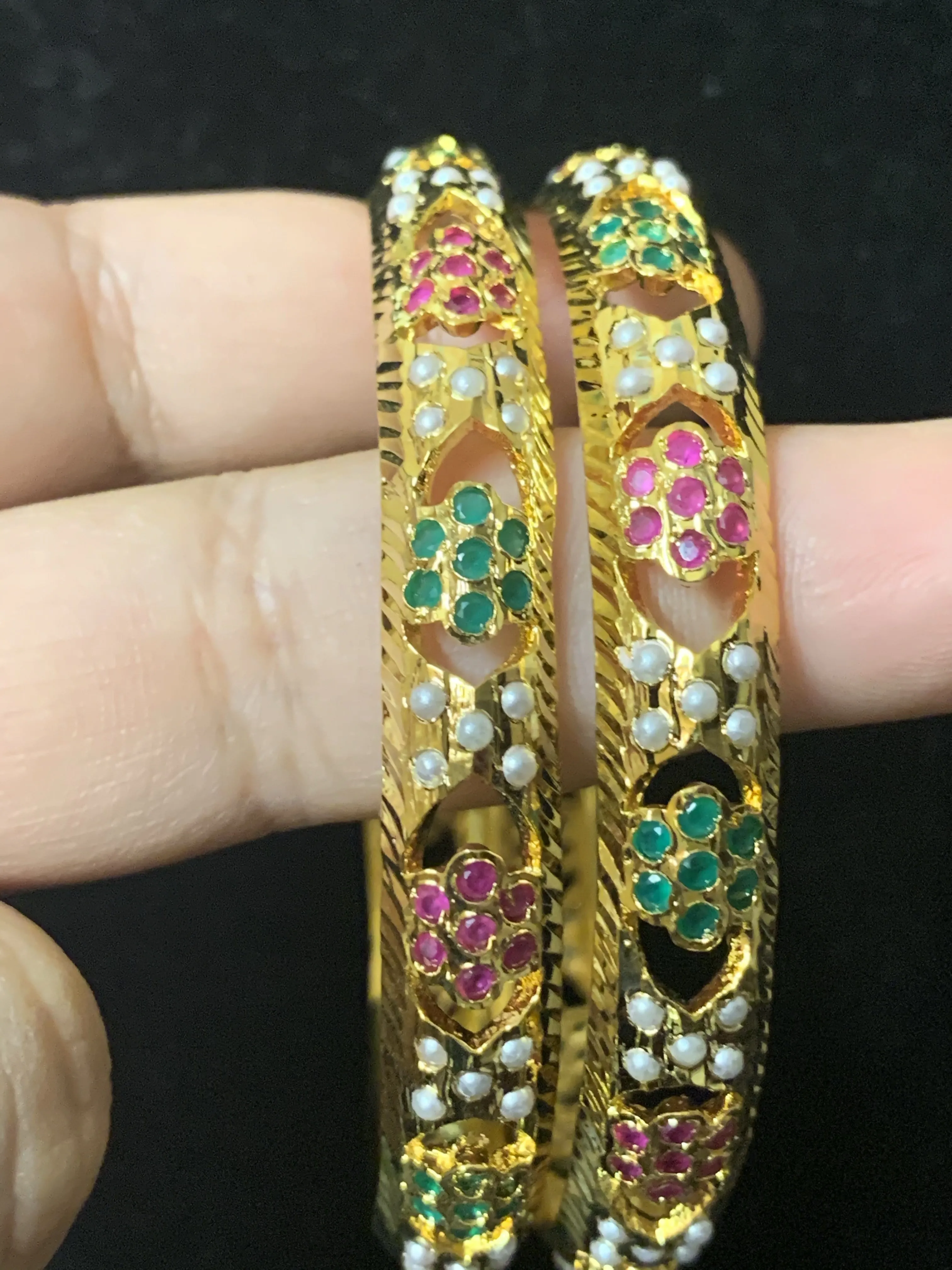 B94  Shama ruby emerald bangles ( READY TO SHIP )