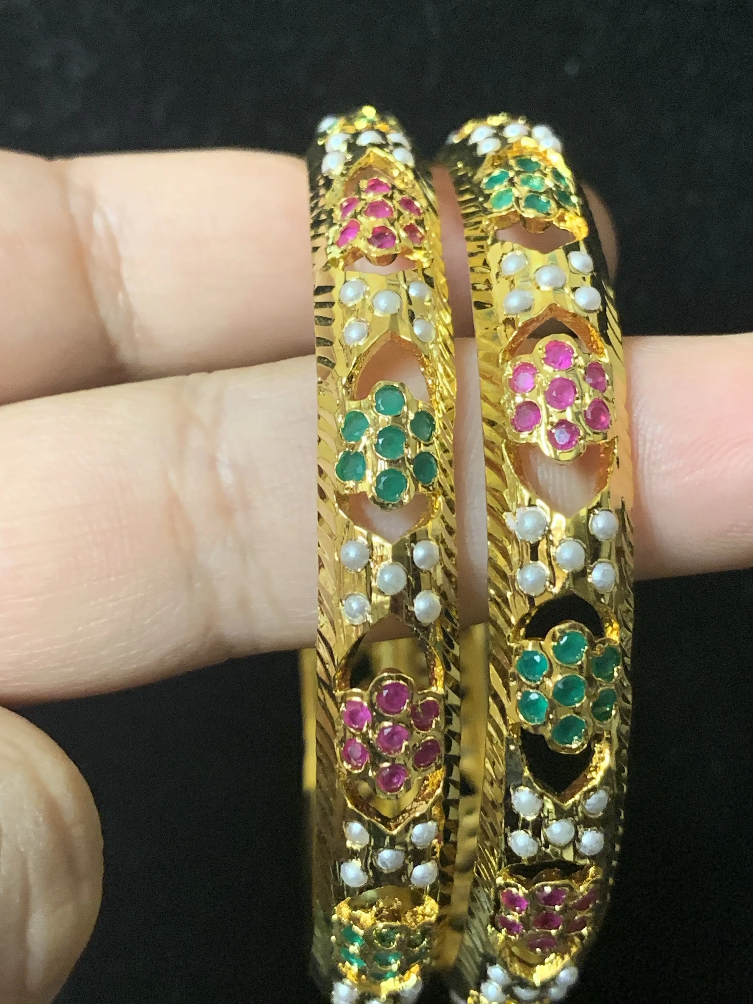 B94  Shama ruby emerald bangles ( READY TO SHIP )