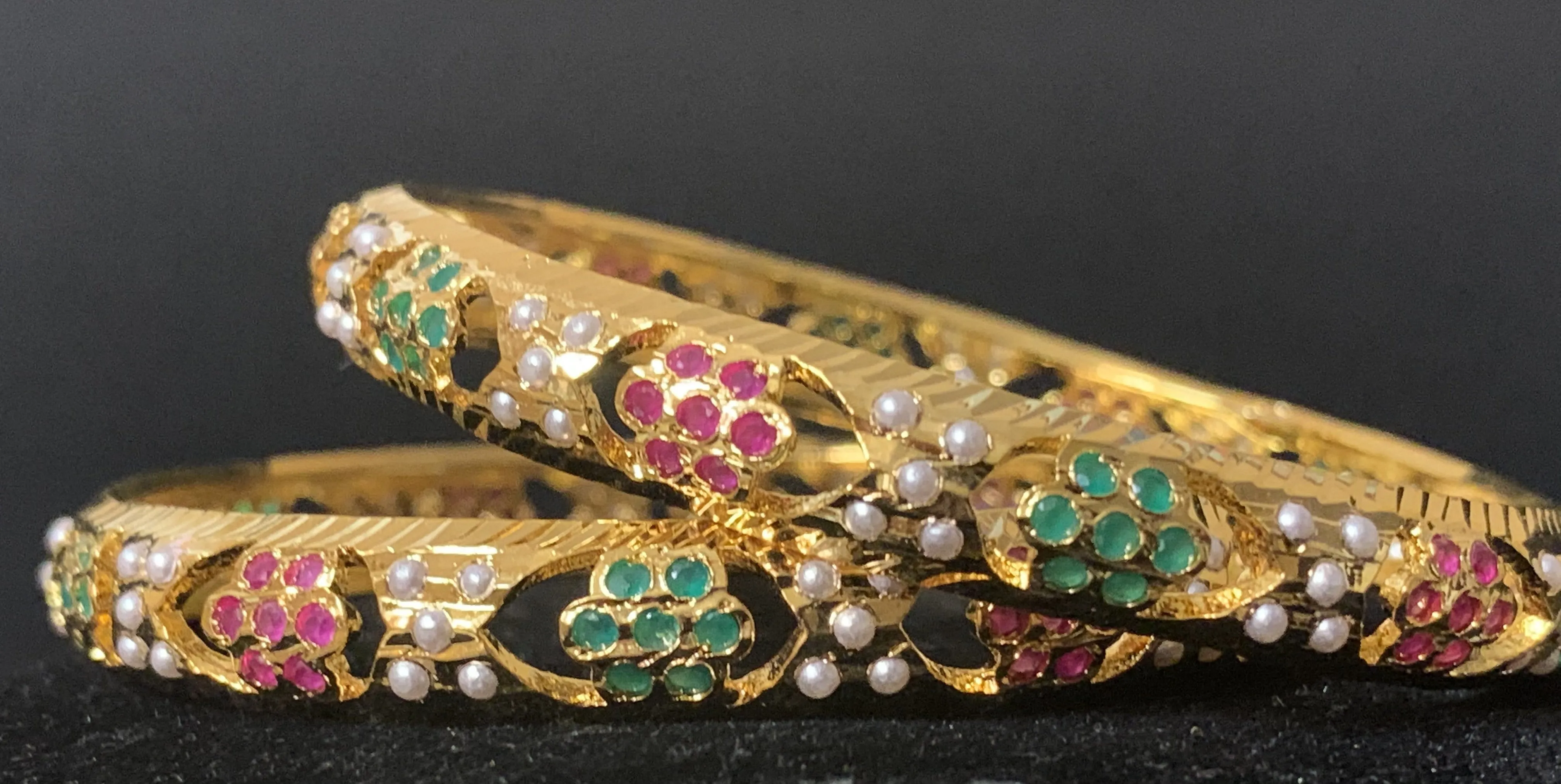 B94  Shama ruby emerald bangles ( READY TO SHIP )