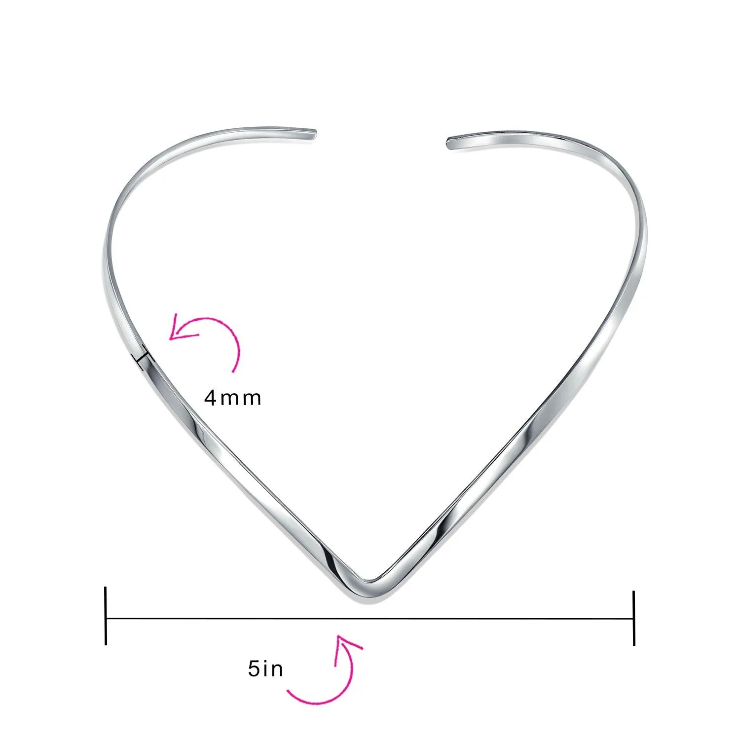 Basic V Shape Slider Choker Necklace Sterling Silver Add Pendant 2-3MM