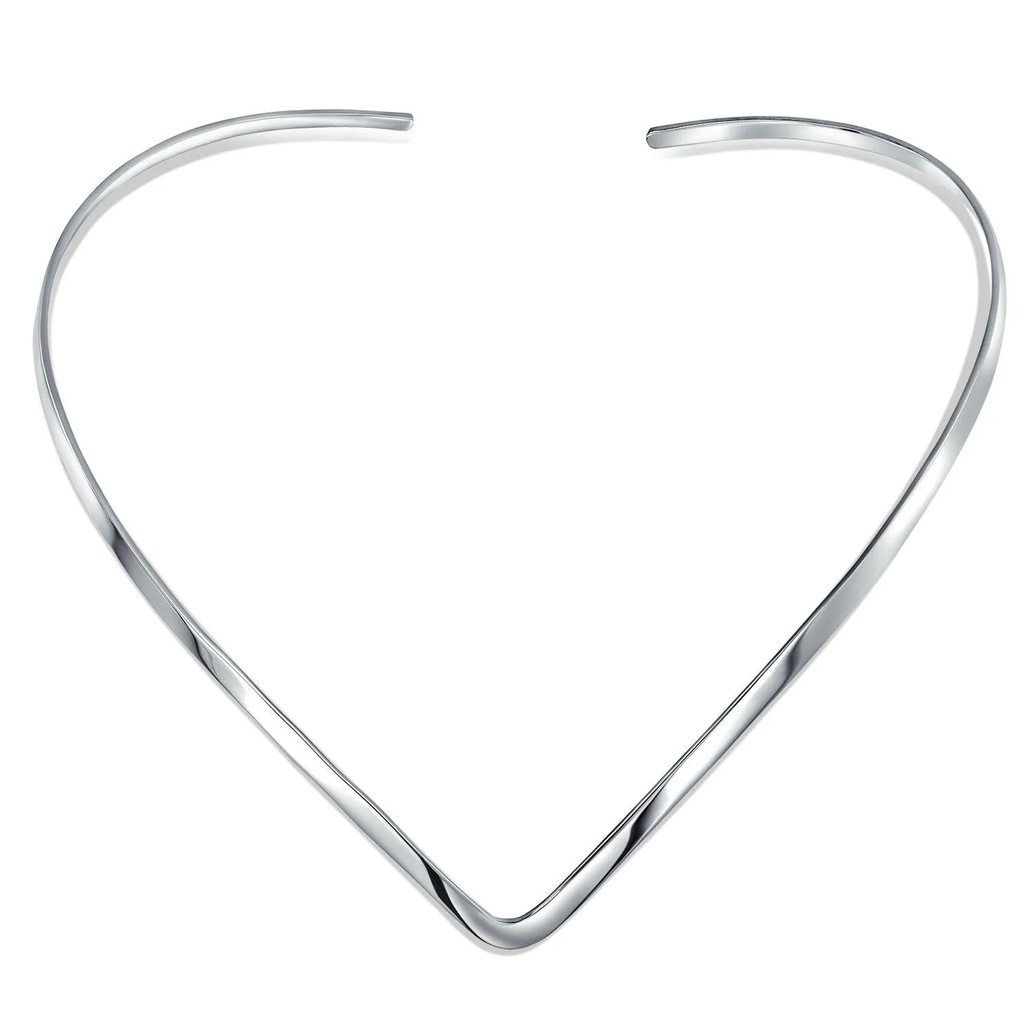 Basic V Shape Slider Choker Necklace Sterling Silver Add Pendant 2-3MM