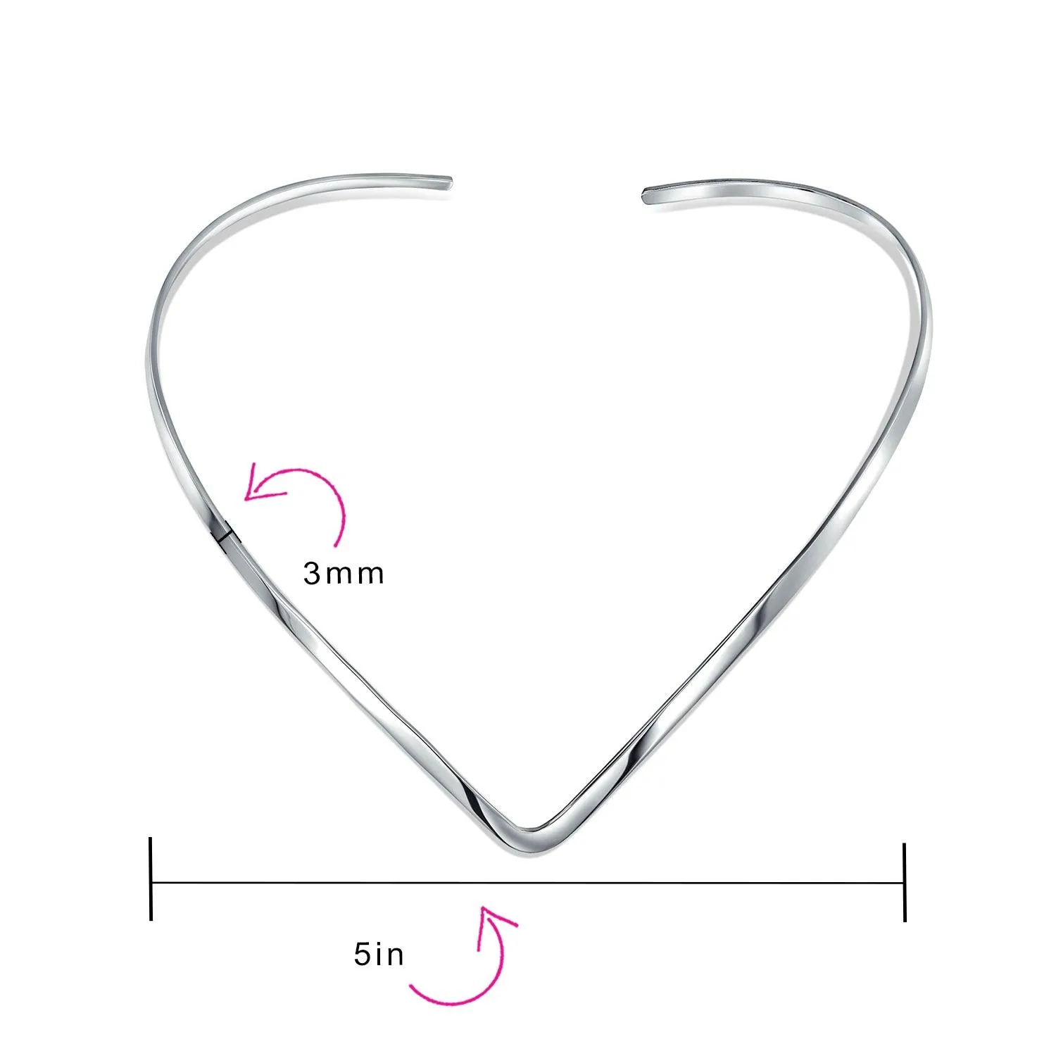 Basic V Shape Slider Choker Necklace Sterling Silver Add Pendant 2-3MM