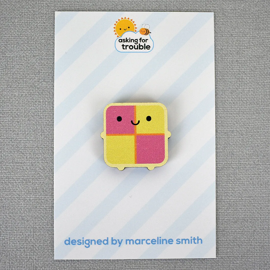 Battenberg Cake Kawaii Wooden Pin