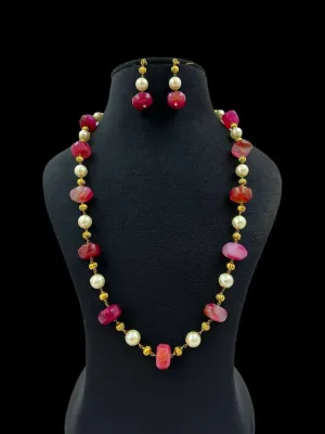 Beaded Necklace With Semi Precious Gemstones