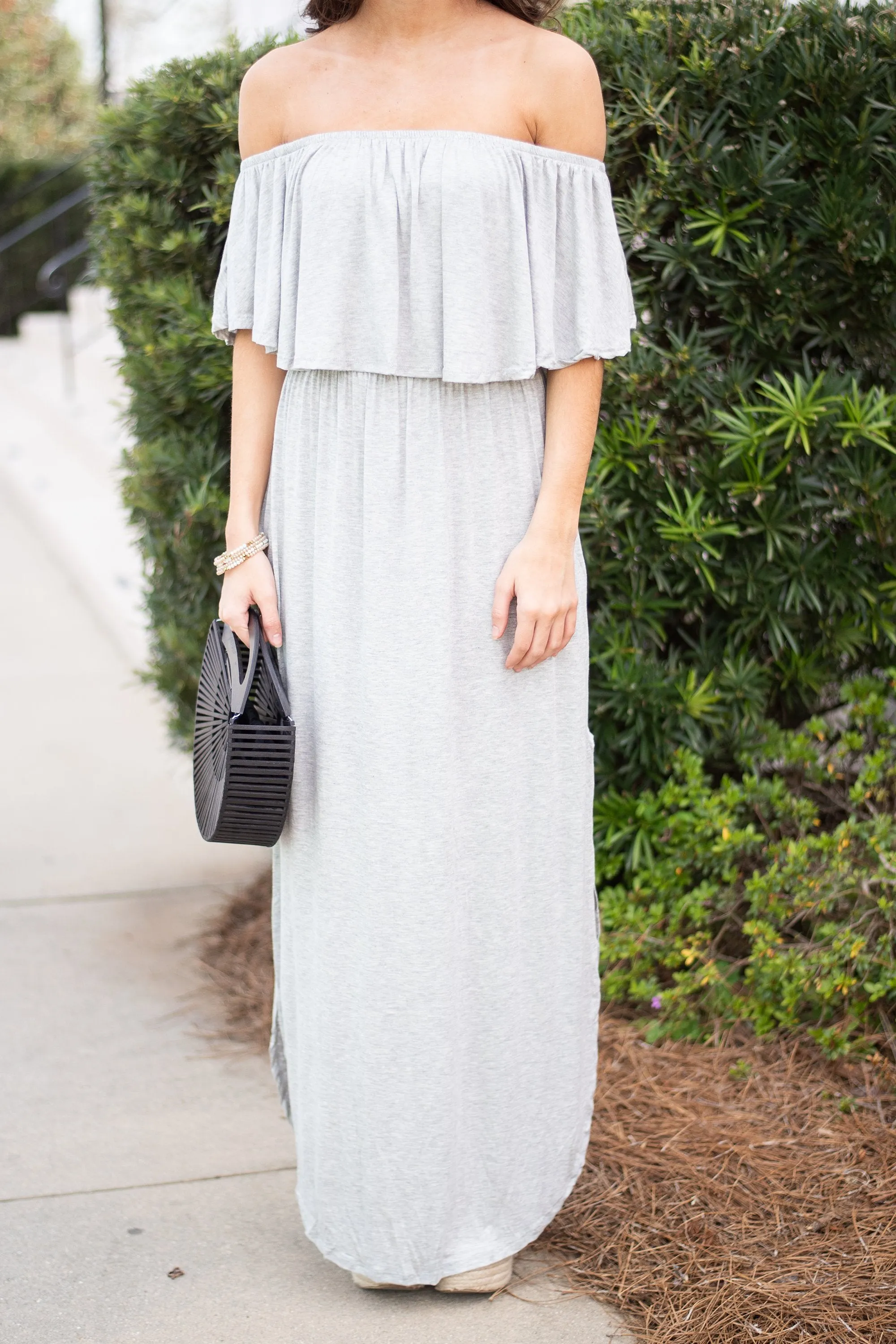 Beauty In Barbados Heather Gray Maxi Dress