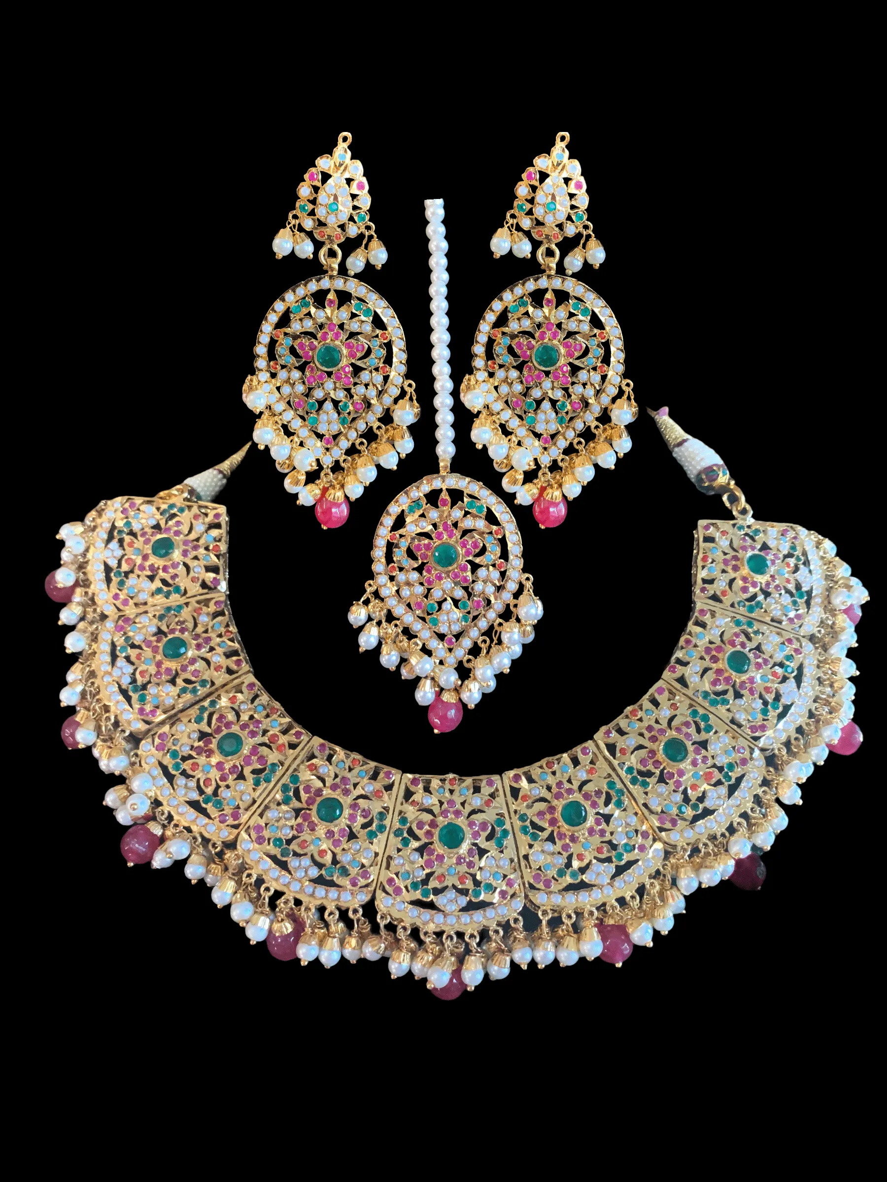 BR64  chriselle bridal set in Navratan ( READY TO SHIP )