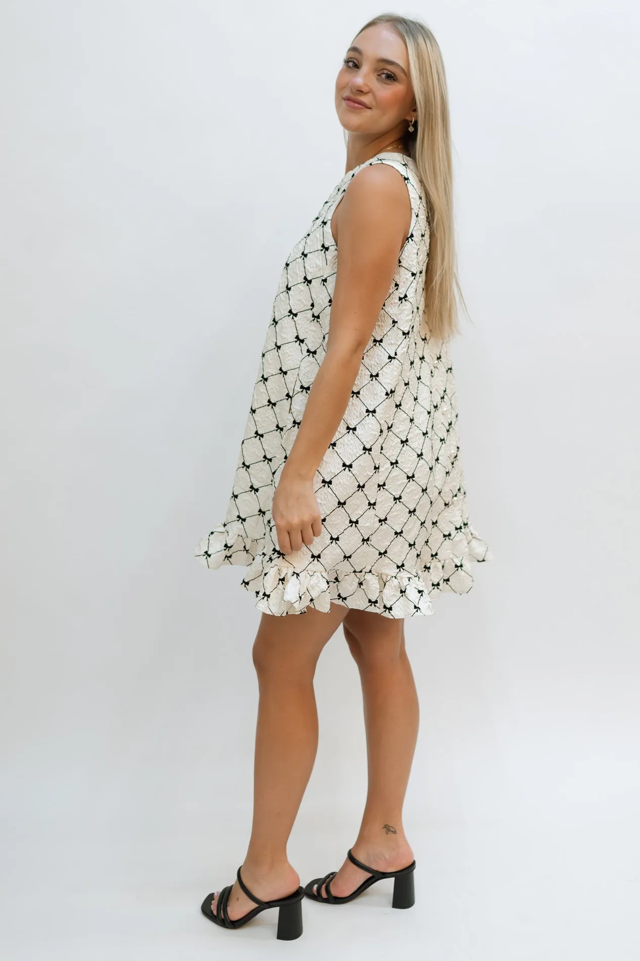 Bri Bow Print Mini Dress