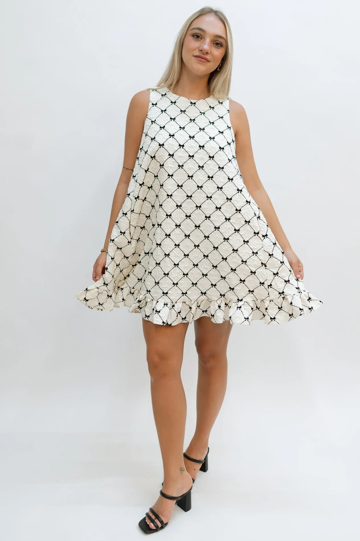 Bri Bow Print Mini Dress