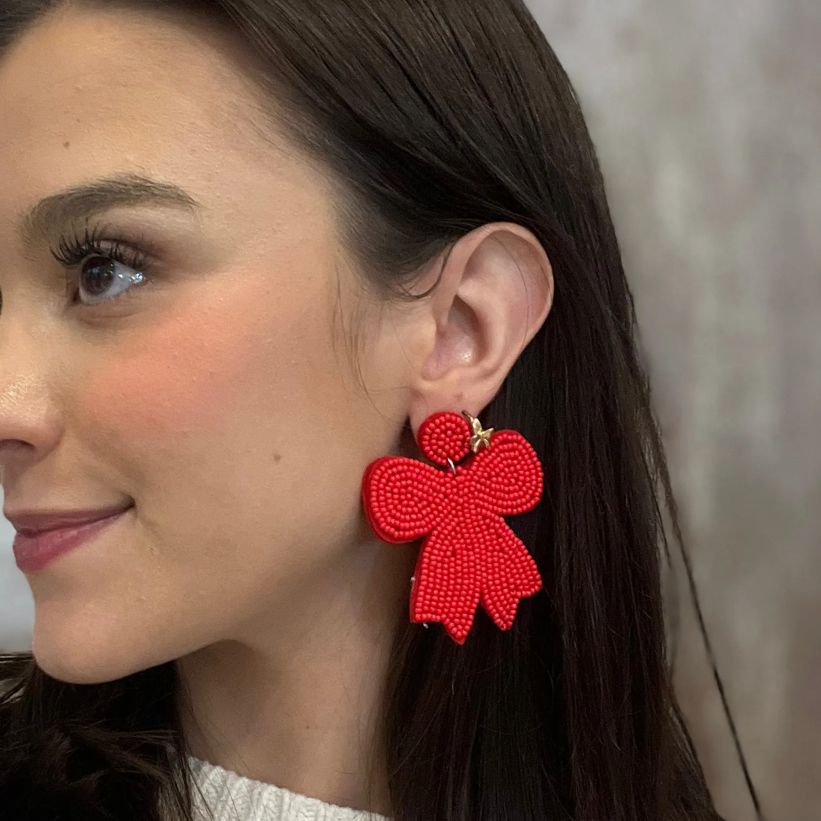 Brilliant Bows Beaded Drop Earrings