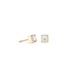 Brilliant Square small earrings gold crystal