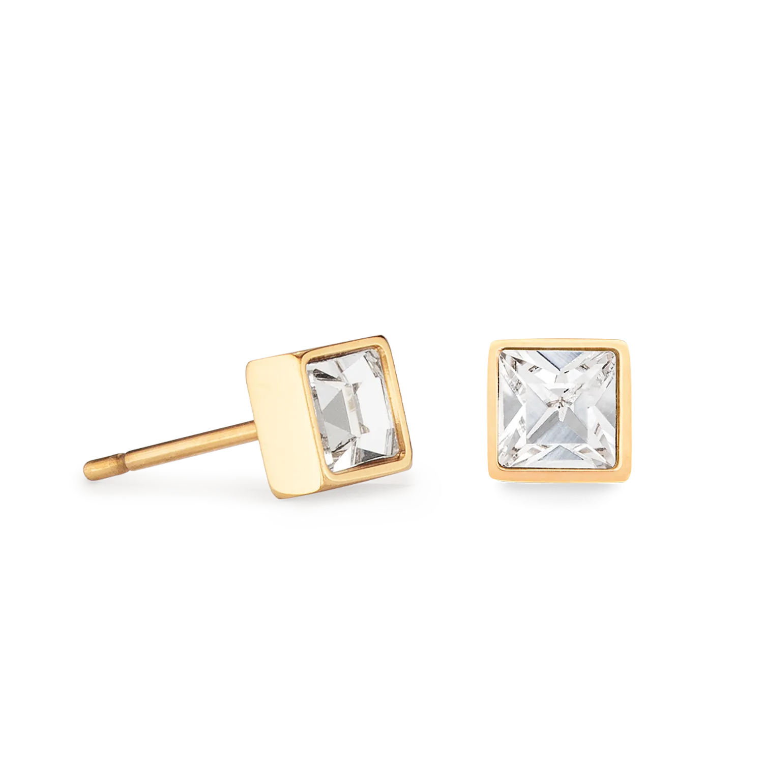 Brilliant Square small earrings gold crystal