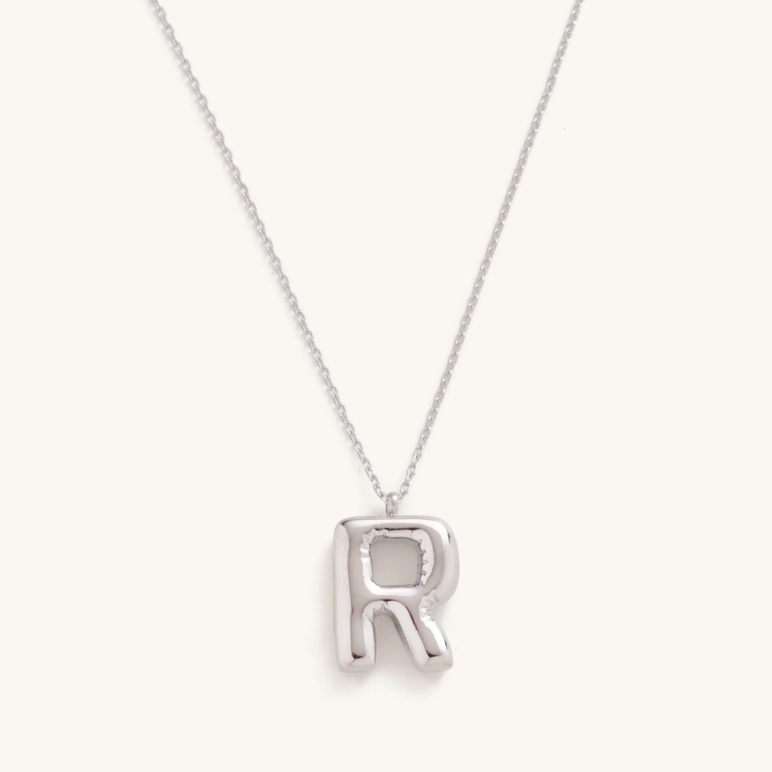 Bubble Initial Charm Necklaces- Silver