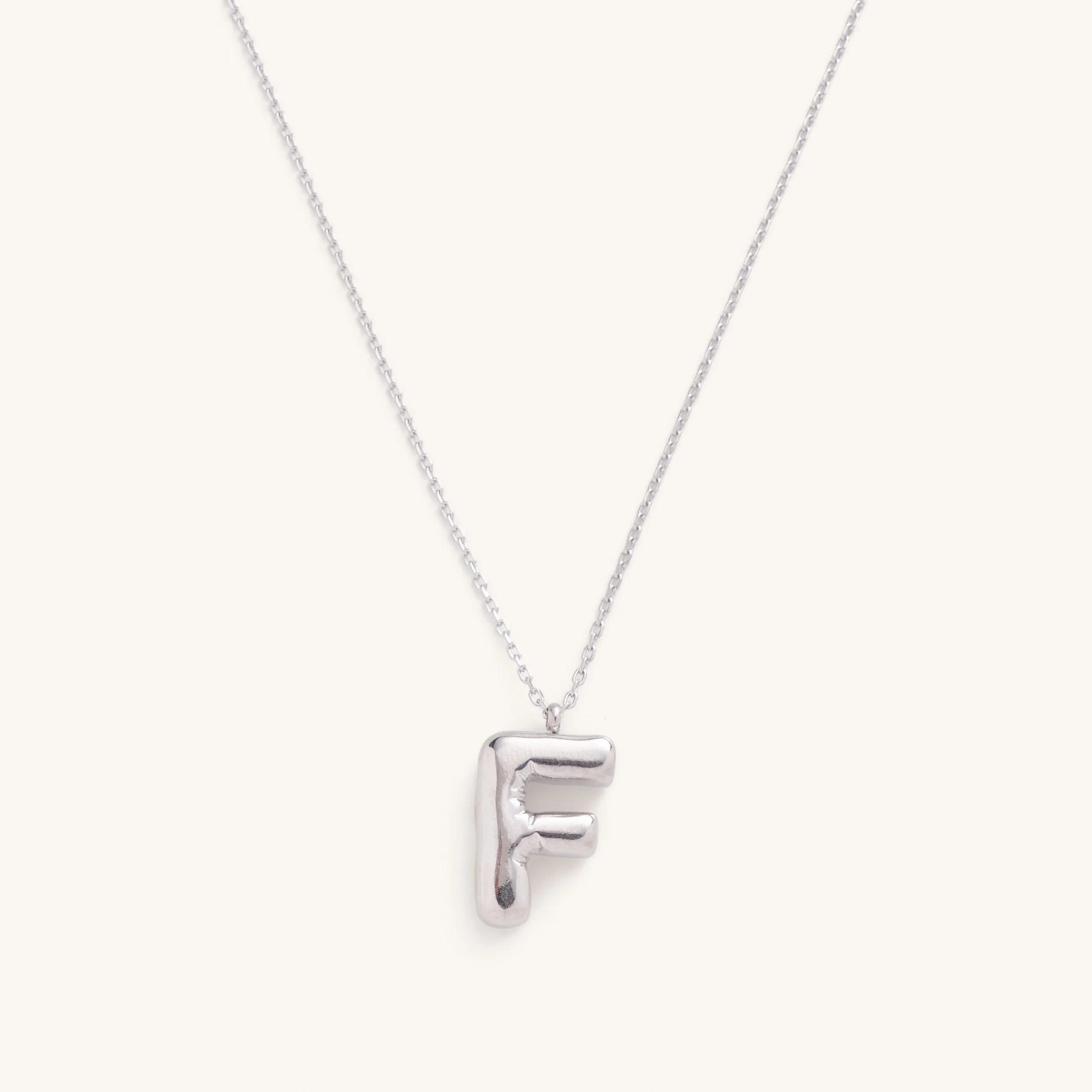 Bubble Initial Charm Necklaces- Silver