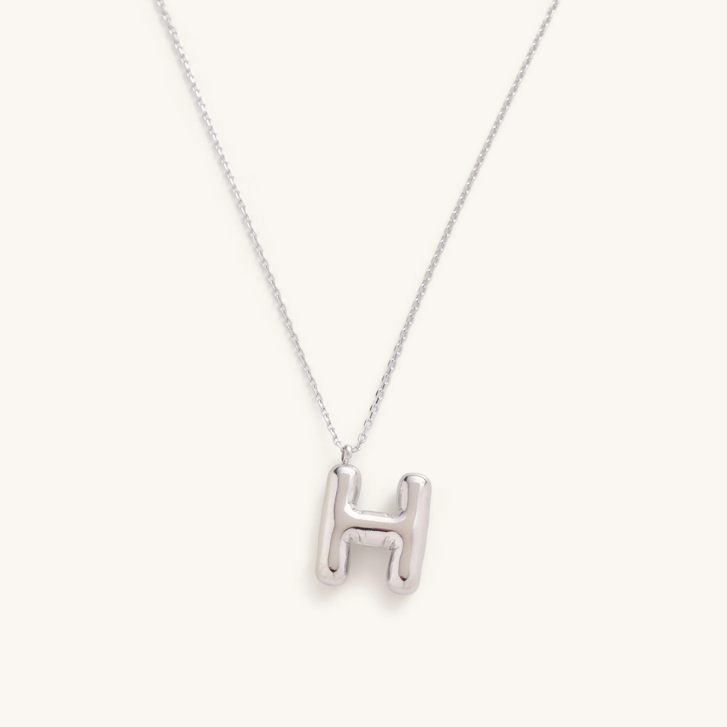 Bubble Initial Charm Necklaces- Silver