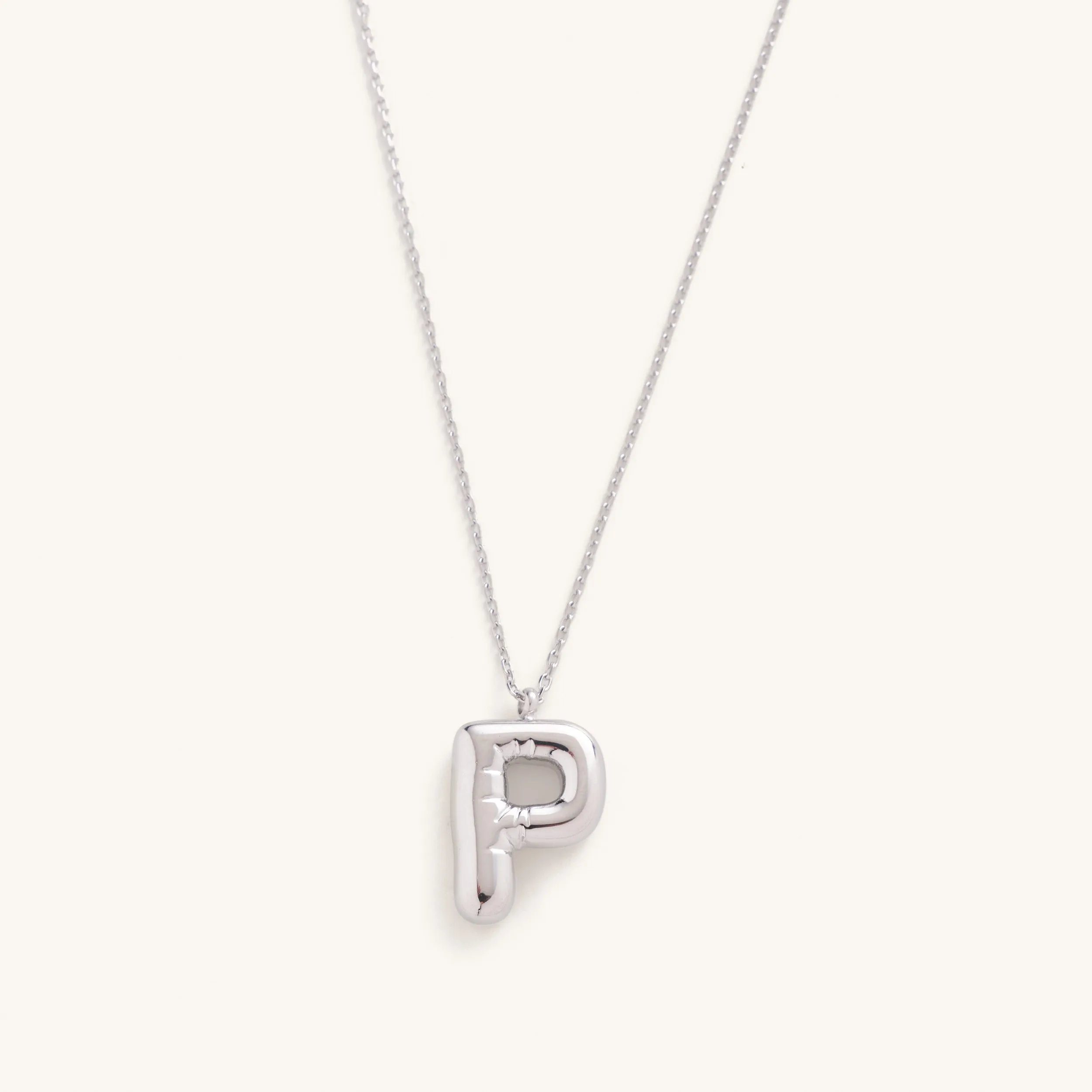 Bubble Initial Charm Necklaces- Silver