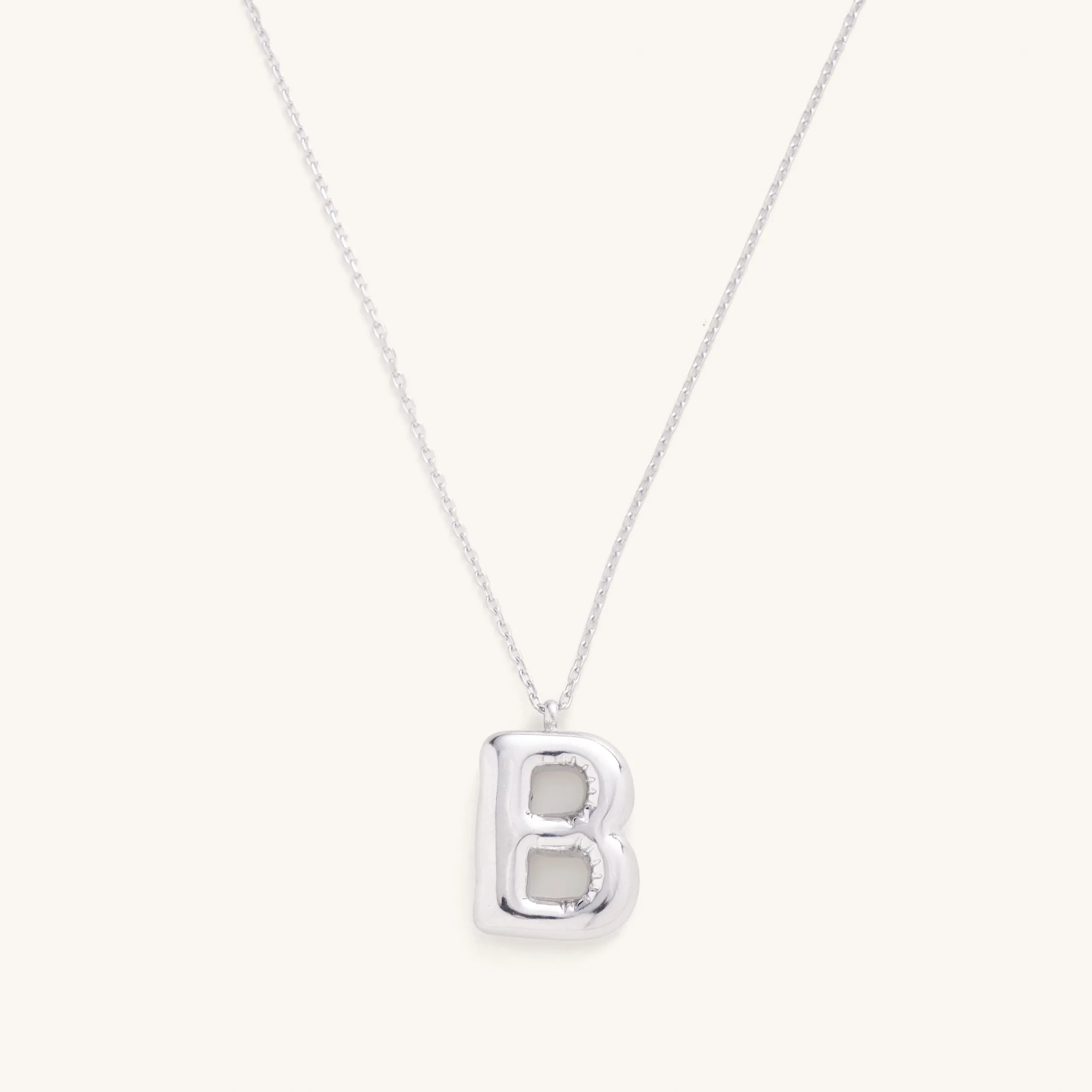 Bubble Initial Charm Necklaces- Silver