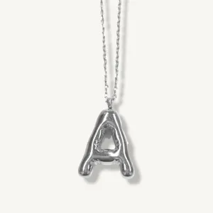 Bubble Initial Charm Necklaces- Silver