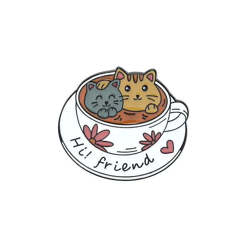 Caffeine Cats Enamel Pin