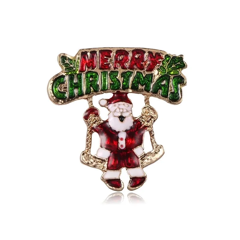 Cartoon Style Christmas Tree Alloy Enamel Rhinestones Unisex Brooches