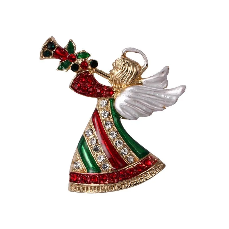 Cartoon Style Christmas Tree Alloy Enamel Rhinestones Unisex Brooches