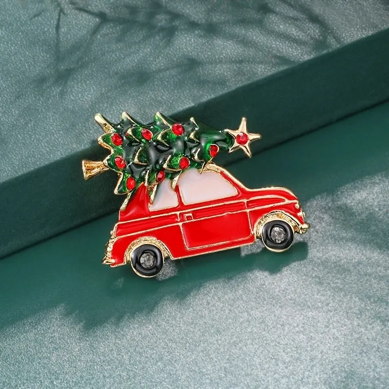 Cartoon Style Christmas Tree Alloy Enamel Rhinestones Unisex Brooches