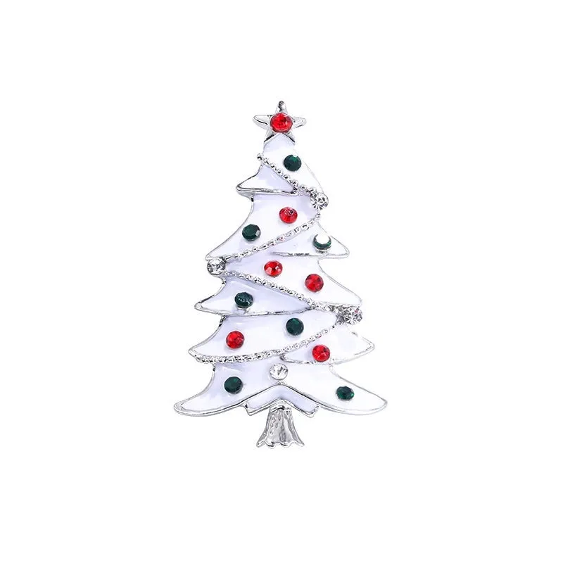 Cartoon Style Christmas Tree Alloy Enamel Rhinestones Unisex Brooches