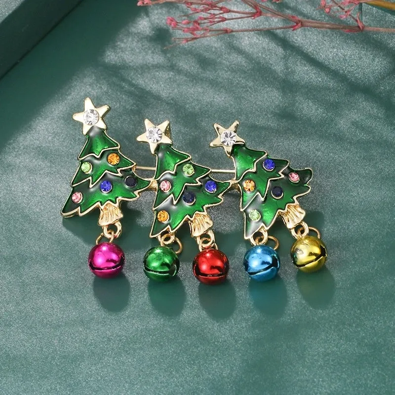 Cartoon Style Christmas Tree Alloy Enamel Rhinestones Unisex Brooches