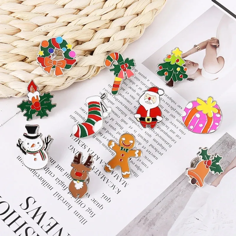 Cartoon Style Pin Animal Santa Claus Snowman Alloy Enamel Artificial Gemstones Unisex Brooches