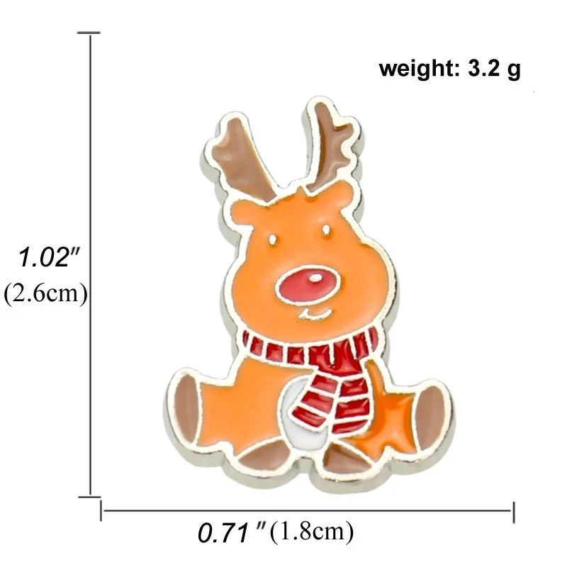 Cartoon Style Pin Animal Santa Claus Snowman Alloy Enamel Artificial Gemstones Unisex Brooches