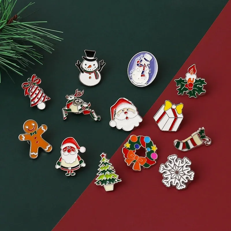 Cartoon Style Pin Animal Santa Claus Snowman Alloy Enamel Artificial Gemstones Unisex Brooches