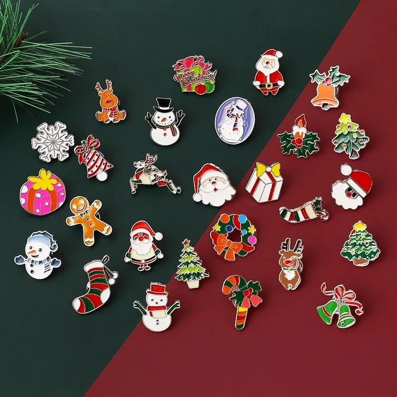 Cartoon Style Pin Animal Santa Claus Snowman Alloy Enamel Artificial Gemstones Unisex Brooches